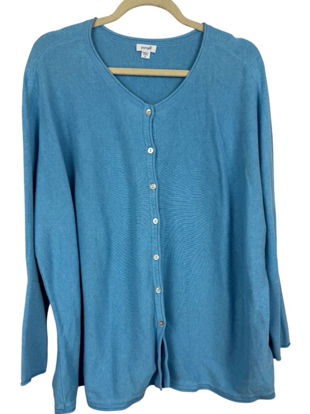 Pure Jill cardigan oversized cotton button down cardigan Blue sz S